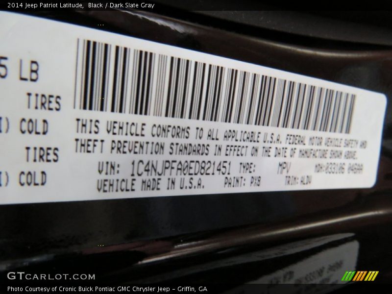 Black / Dark Slate Gray 2014 Jeep Patriot Latitude