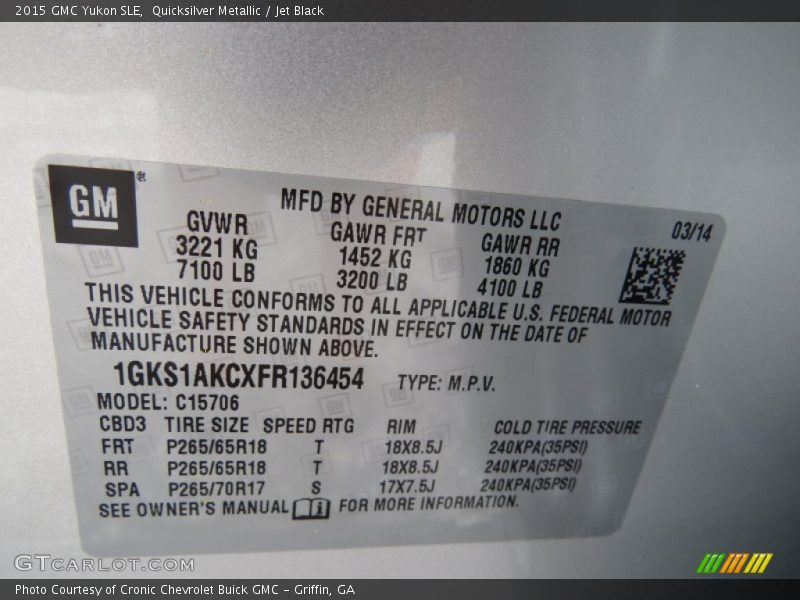Quicksilver Metallic / Jet Black 2015 GMC Yukon SLE