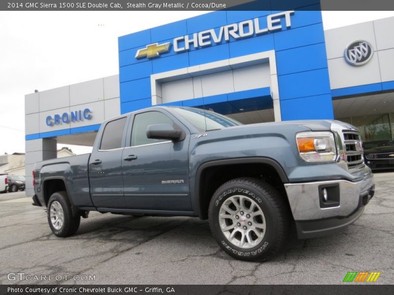 Stealth Gray Metallic / Cocoa/Dune 2014 GMC Sierra 1500 SLE Double Cab