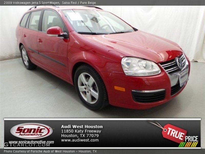Salsa Red / Pure Beige 2009 Volkswagen Jetta S SportWagen