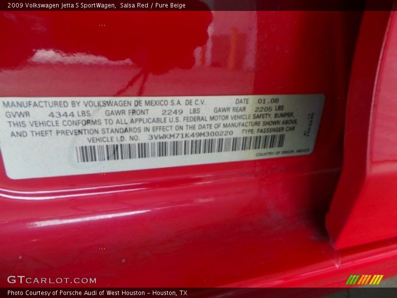 Salsa Red / Pure Beige 2009 Volkswagen Jetta S SportWagen