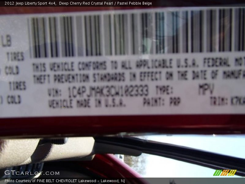 Deep Cherry Red Crystal Pearl / Pastel Pebble Beige 2012 Jeep Liberty Sport 4x4