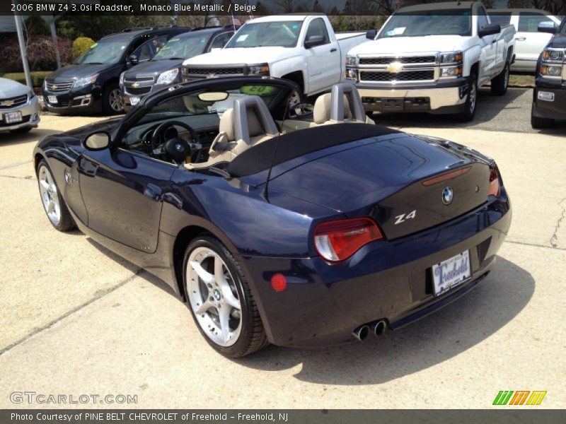 Monaco Blue Metallic / Beige 2006 BMW Z4 3.0si Roadster