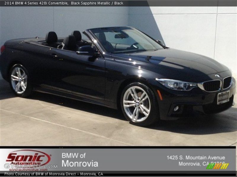 Black Sapphire Metallic / Black 2014 BMW 4 Series 428i Convertible