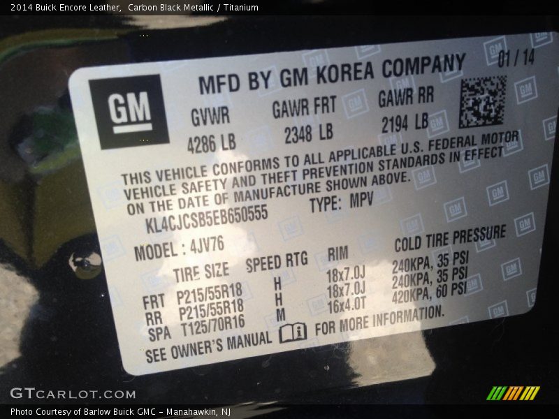 Carbon Black Metallic / Titanium 2014 Buick Encore Leather