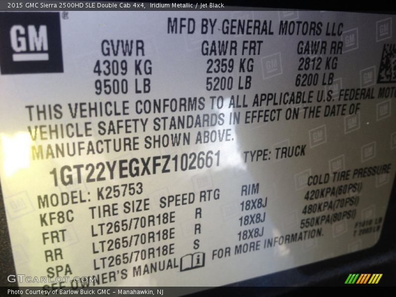 Iridium Metallic / Jet Black 2015 GMC Sierra 2500HD SLE Double Cab 4x4