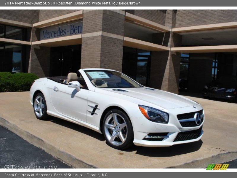 Diamond White Metallic / Beige/Brown 2014 Mercedes-Benz SL 550 Roadster