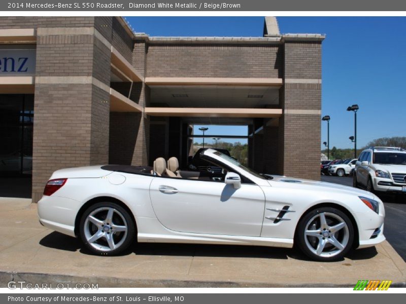 Diamond White Metallic / Beige/Brown 2014 Mercedes-Benz SL 550 Roadster