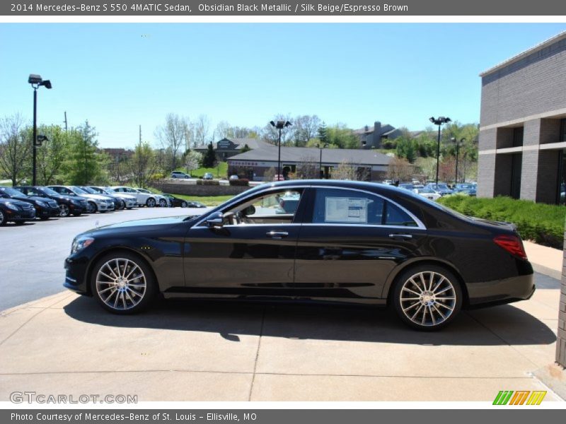 Obsidian Black Metallic / Silk Beige/Espresso Brown 2014 Mercedes-Benz S 550 4MATIC Sedan