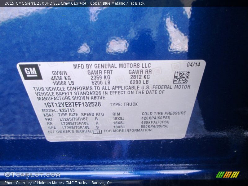 Cobalt Blue Metallic / Jet Black 2015 GMC Sierra 2500HD SLE Crew Cab 4x4
