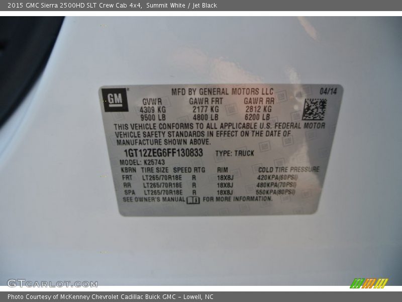 Summit White / Jet Black 2015 GMC Sierra 2500HD SLT Crew Cab 4x4