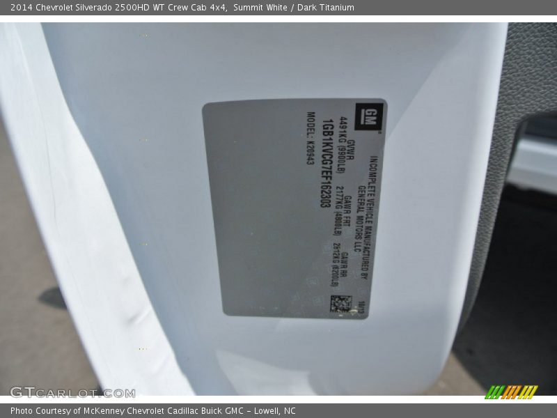 Summit White / Dark Titanium 2014 Chevrolet Silverado 2500HD WT Crew Cab 4x4