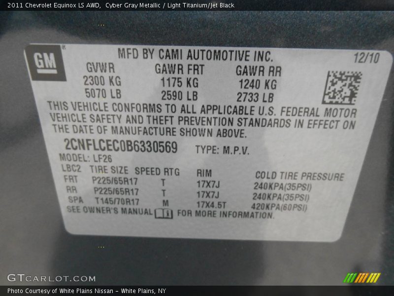 Cyber Gray Metallic / Light Titanium/Jet Black 2011 Chevrolet Equinox LS AWD