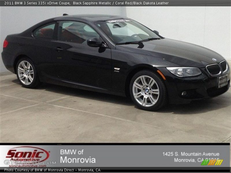 Black Sapphire Metallic / Coral Red/Black Dakota Leather 2011 BMW 3 Series 335i xDrive Coupe