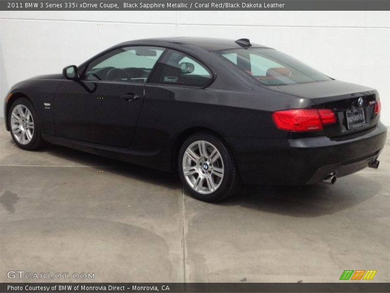 Black Sapphire Metallic / Coral Red/Black Dakota Leather 2011 BMW 3 Series 335i xDrive Coupe