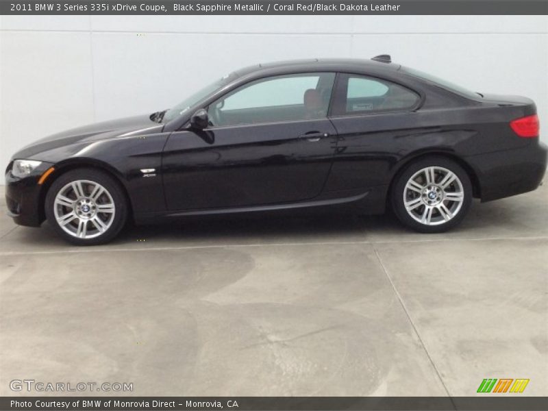 Black Sapphire Metallic / Coral Red/Black Dakota Leather 2011 BMW 3 Series 335i xDrive Coupe