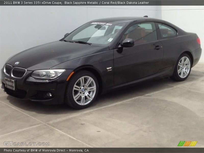Black Sapphire Metallic / Coral Red/Black Dakota Leather 2011 BMW 3 Series 335i xDrive Coupe