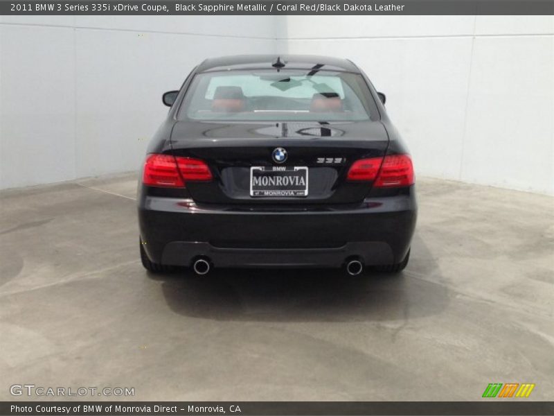Black Sapphire Metallic / Coral Red/Black Dakota Leather 2011 BMW 3 Series 335i xDrive Coupe