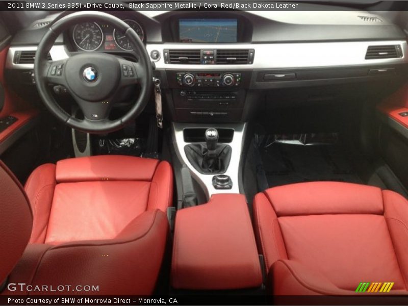 Black Sapphire Metallic / Coral Red/Black Dakota Leather 2011 BMW 3 Series 335i xDrive Coupe
