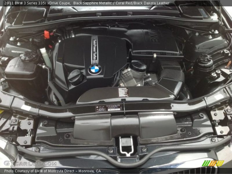 Black Sapphire Metallic / Coral Red/Black Dakota Leather 2011 BMW 3 Series 335i xDrive Coupe