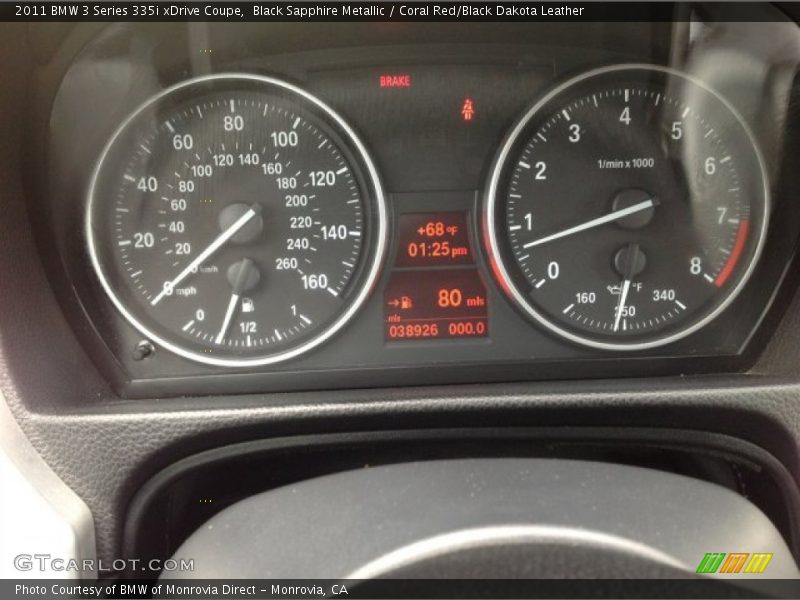Black Sapphire Metallic / Coral Red/Black Dakota Leather 2011 BMW 3 Series 335i xDrive Coupe