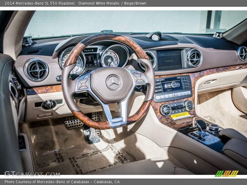 Diamond White Metallic / Beige/Brown 2014 Mercedes-Benz SL 550 Roadster