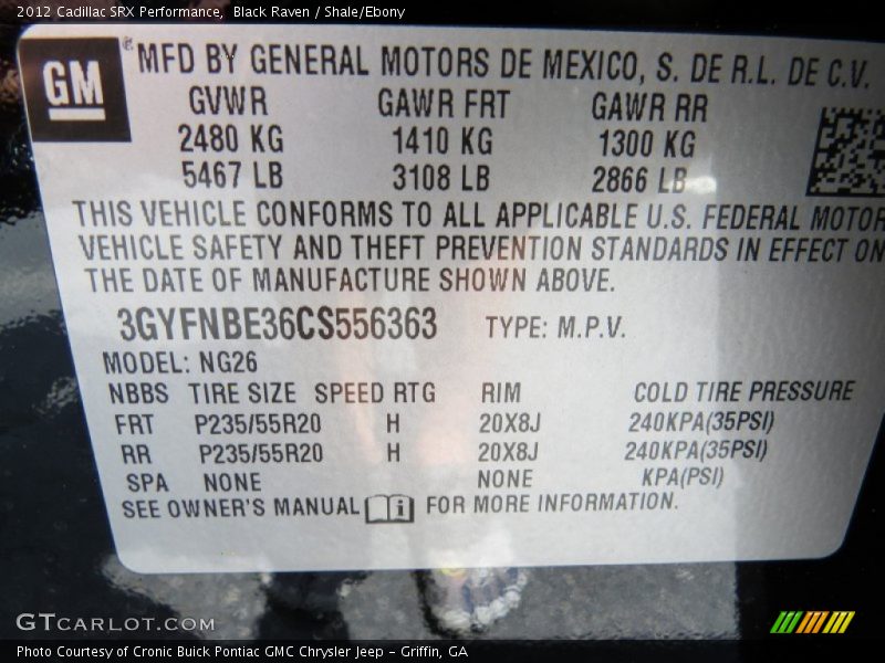 Black Raven / Shale/Ebony 2012 Cadillac SRX Performance