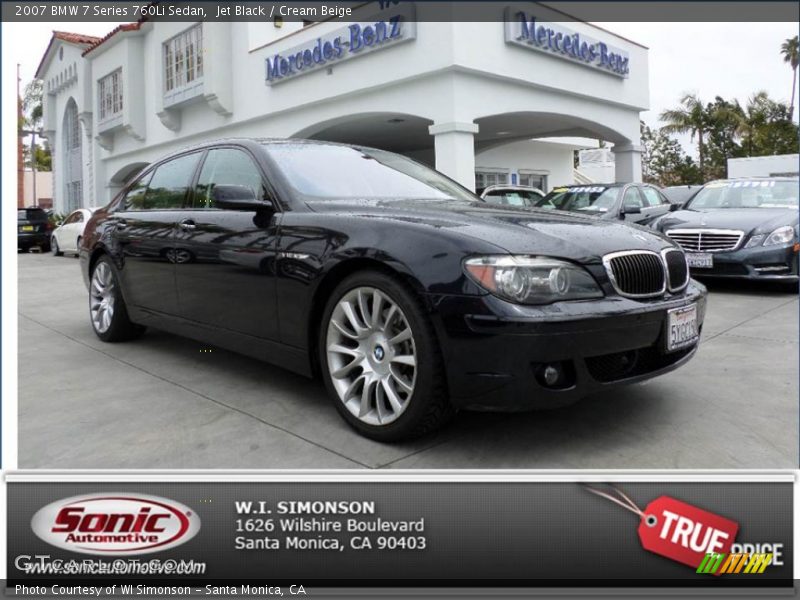Jet Black / Cream Beige 2007 BMW 7 Series 760Li Sedan