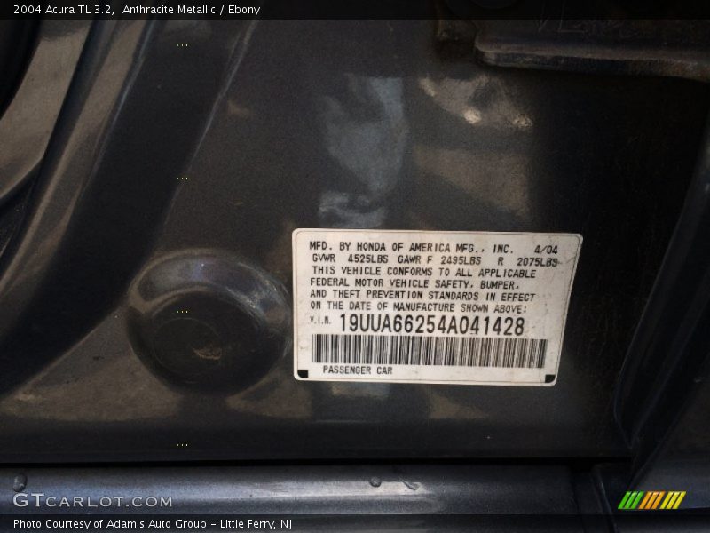 Anthracite Metallic / Ebony 2004 Acura TL 3.2