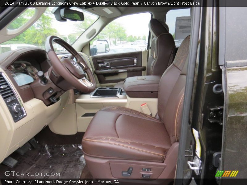  2014 3500 Laramie Longhorn Crew Cab 4x4 Dually Canyon Brown/Light Frost Beige Interior
