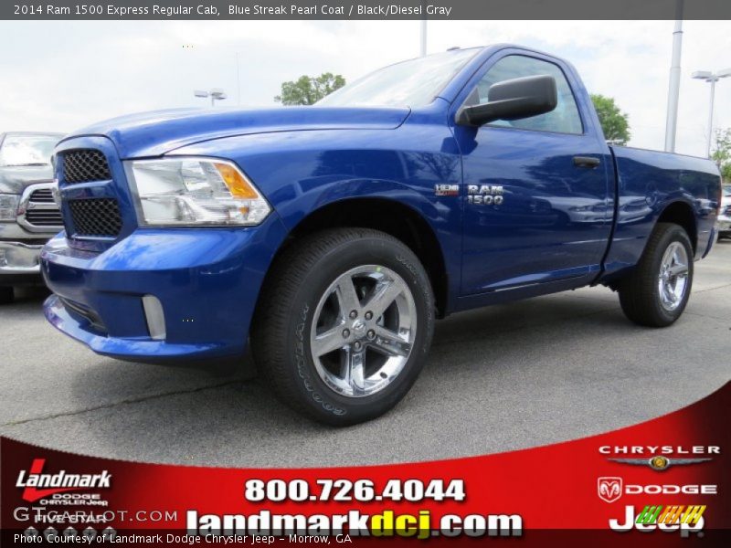 Blue Streak Pearl Coat / Black/Diesel Gray 2014 Ram 1500 Express Regular Cab