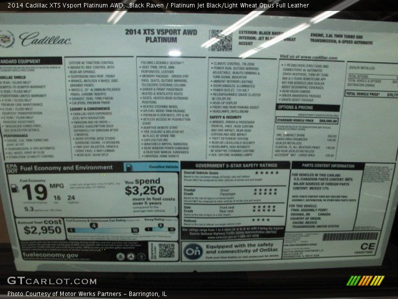  2014 XTS Vsport Platinum AWD Window Sticker