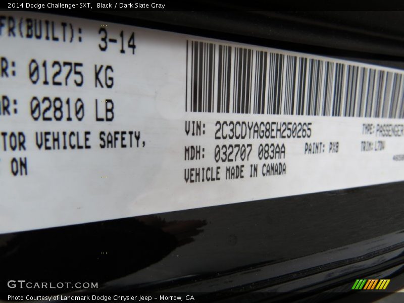 Black / Dark Slate Gray 2014 Dodge Challenger SXT