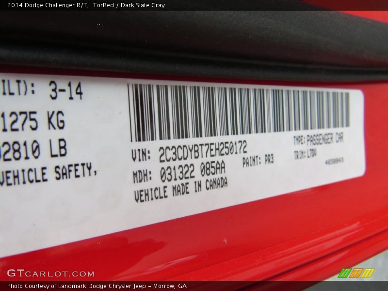 TorRed / Dark Slate Gray 2014 Dodge Challenger R/T