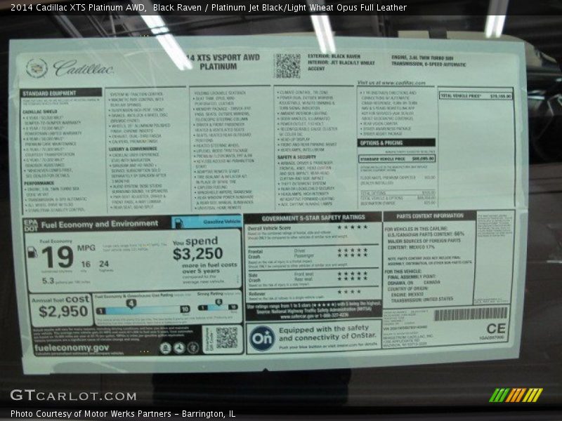 Black Raven / Platinum Jet Black/Light Wheat Opus Full Leather 2014 Cadillac XTS Platinum AWD