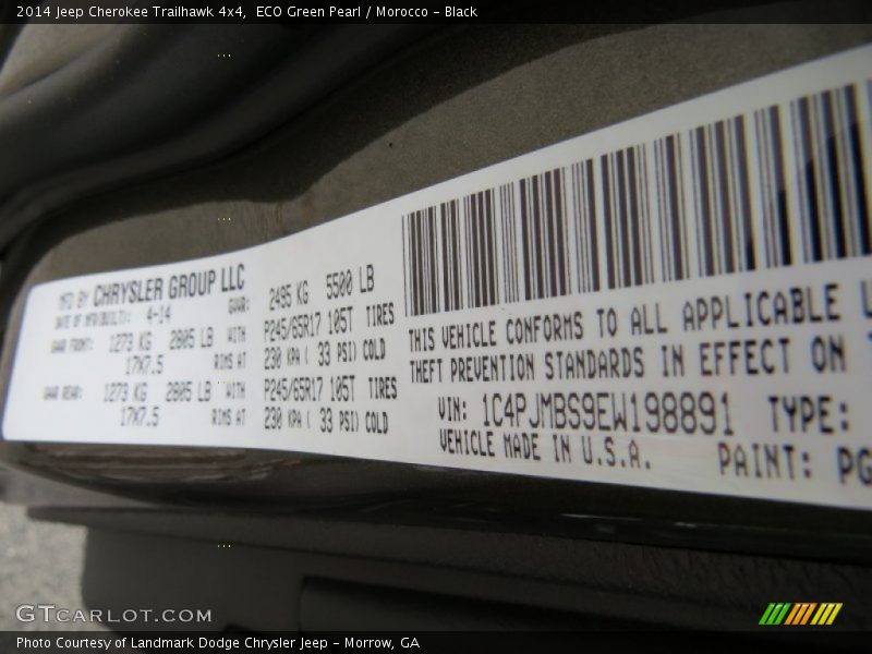 ECO Green Pearl / Morocco - Black 2014 Jeep Cherokee Trailhawk 4x4