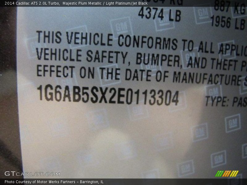 Majestic Plum Metallic / Light Platinum/Jet Black 2014 Cadillac ATS 2.0L Turbo