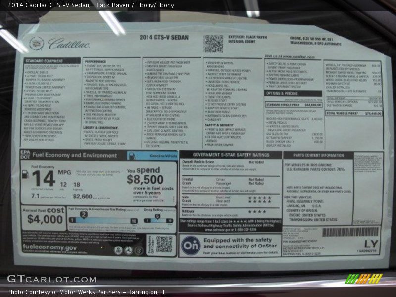  2014 CTS -V Sedan Window Sticker