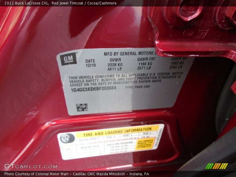 Red Jewel Tintcoat / Cocoa/Cashmere 2011 Buick LaCrosse CXL