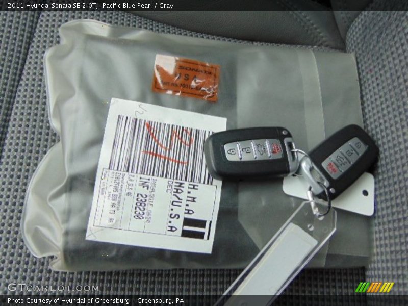 Pacific Blue Pearl / Gray 2011 Hyundai Sonata SE 2.0T
