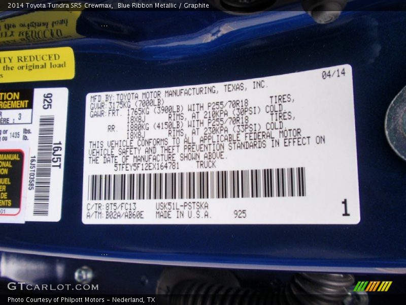 Blue Ribbon Metallic / Graphite 2014 Toyota Tundra SR5 Crewmax