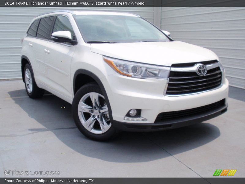 Blizzard White Pearl / Almond 2014 Toyota Highlander Limited Platinum AWD