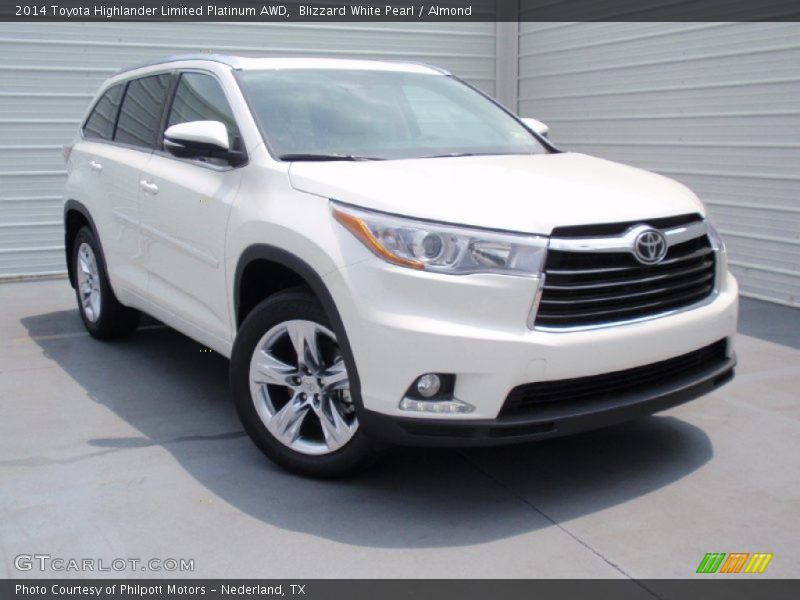 Blizzard White Pearl / Almond 2014 Toyota Highlander Limited Platinum AWD