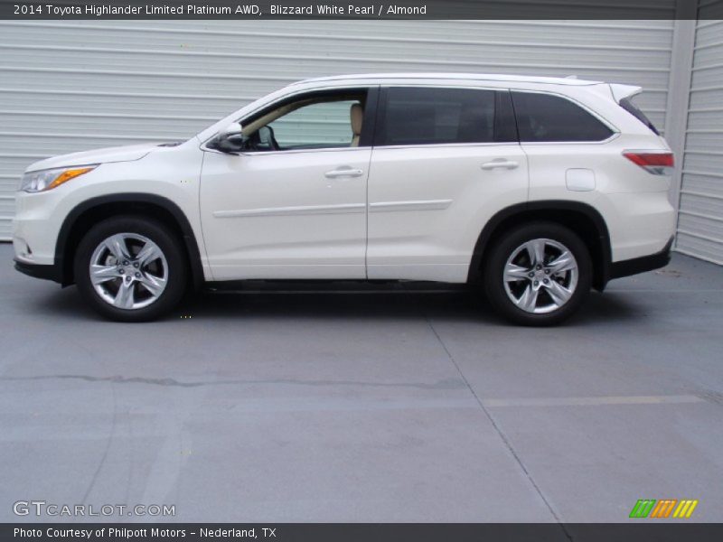 Blizzard White Pearl / Almond 2014 Toyota Highlander Limited Platinum AWD
