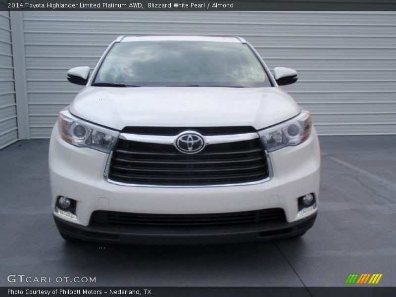 Blizzard White Pearl / Almond 2014 Toyota Highlander Limited Platinum AWD