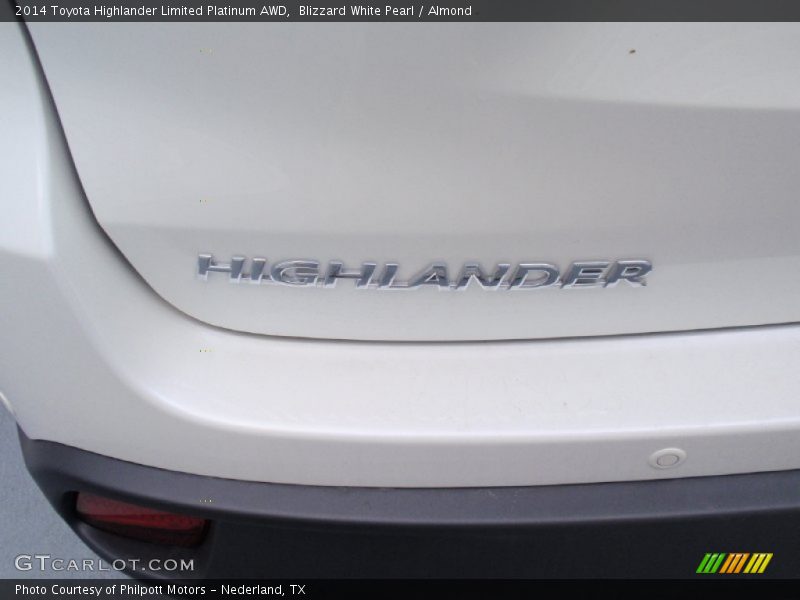 Blizzard White Pearl / Almond 2014 Toyota Highlander Limited Platinum AWD