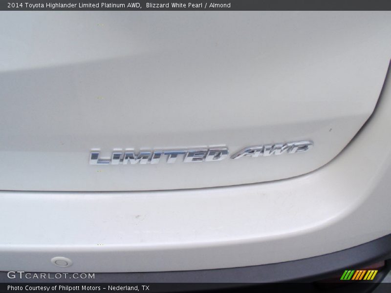 Blizzard White Pearl / Almond 2014 Toyota Highlander Limited Platinum AWD