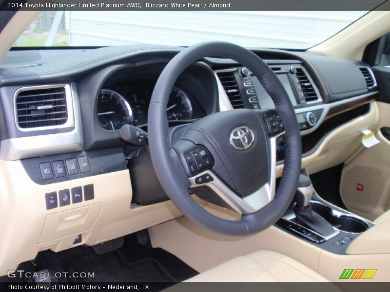 Blizzard White Pearl / Almond 2014 Toyota Highlander Limited Platinum AWD
