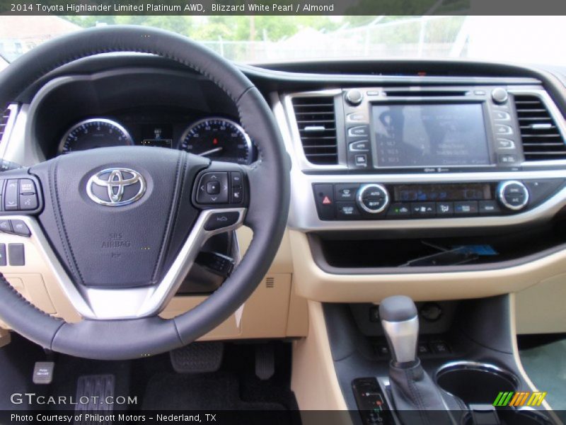 Blizzard White Pearl / Almond 2014 Toyota Highlander Limited Platinum AWD