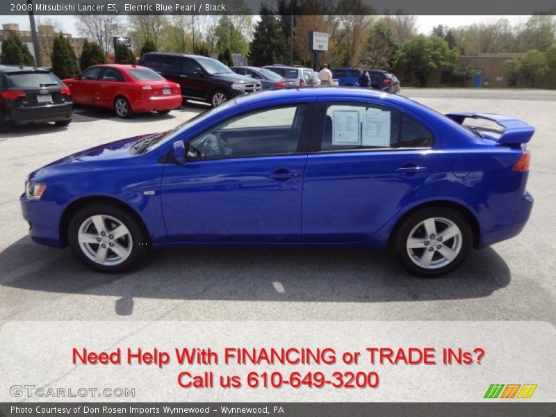 Electric Blue Pearl / Black 2008 Mitsubishi Lancer ES